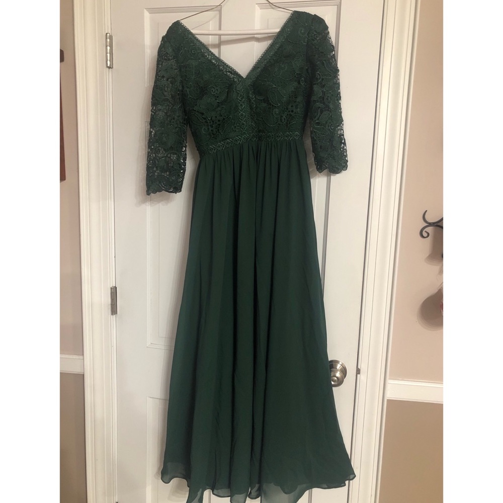 Hunter Green long bridesmaids dress